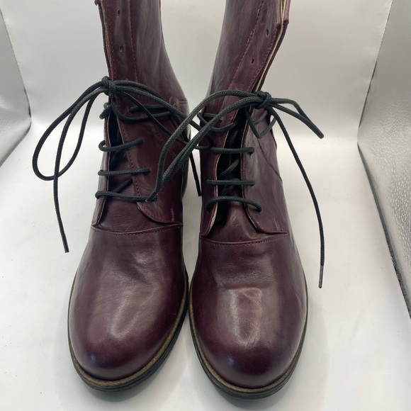 Casta dark Red burgundy Lace up calie heeled boot - Picture 6 of 11